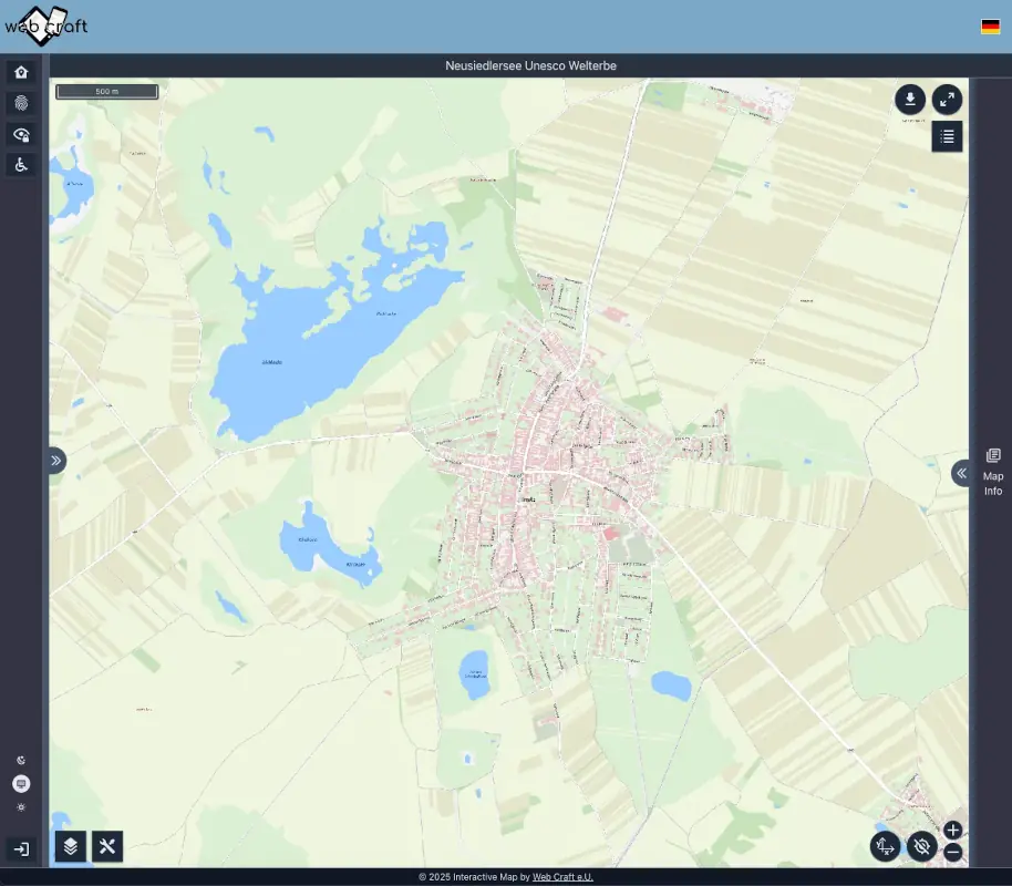 Interaktive Karte mit Geodaten auf einem Bildschirm